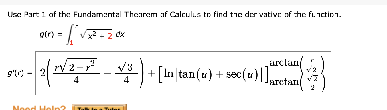 Solved Use Part 1 of the Fundamental Theorem of Calculus to | Chegg.com