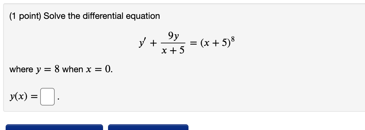 Solved 1 Point Solve The Differential Equation 9y Y X 5