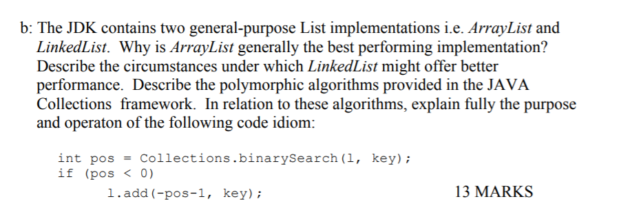 Solved B: The JDK Contains Two General-purpose List | Chegg.com