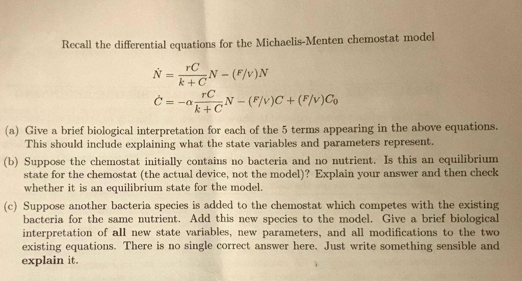 Recall The Differential Equations For The Michaeli Chegg Com