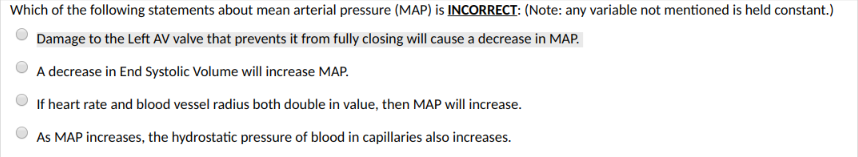 Solved Which of the following statements about mean arterial | Chegg.com