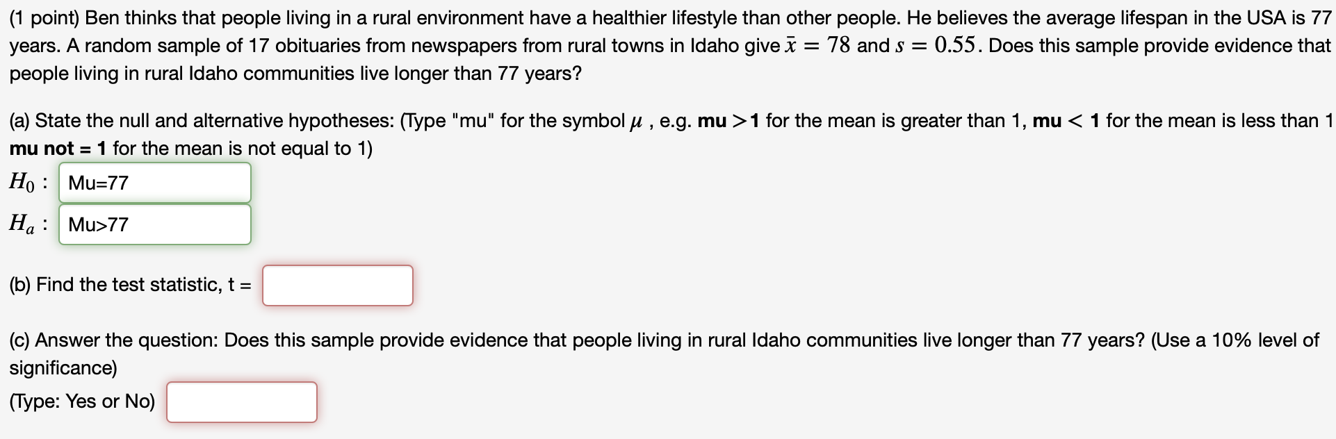 Solved 1 Point Ben Thinks That People Living In A Rural Chegg Com