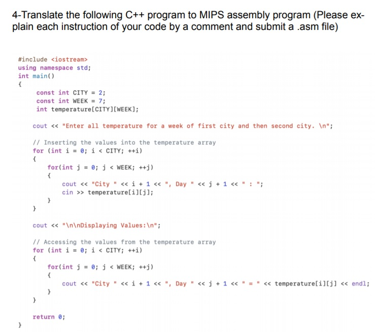 Solved could you show a comparison of the Mips vs C program | Chegg.com