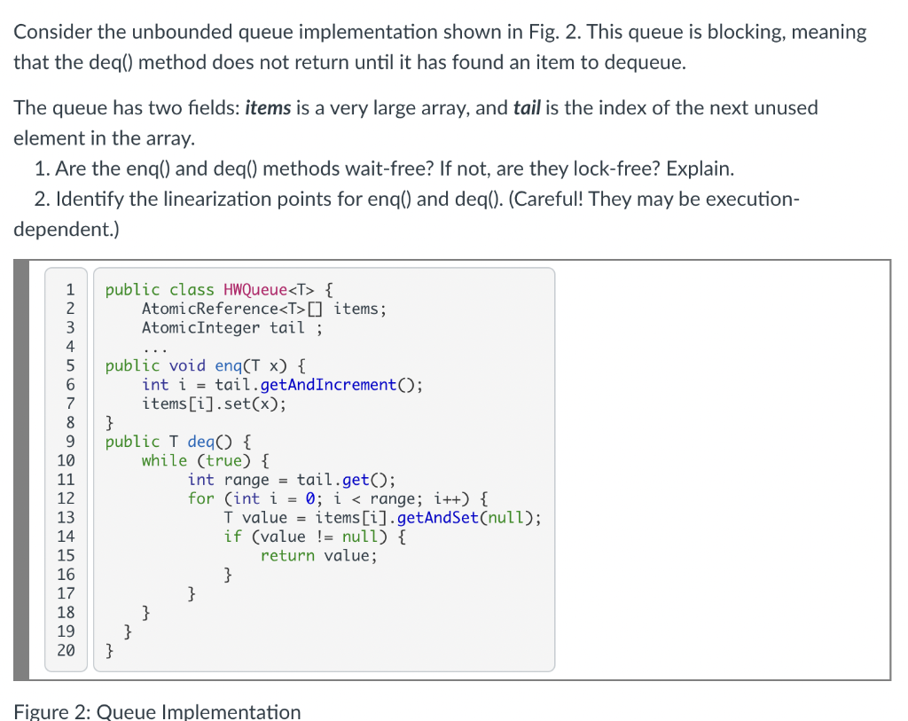 Solved Consider the unbounded queue implementation shown in | Chegg.com