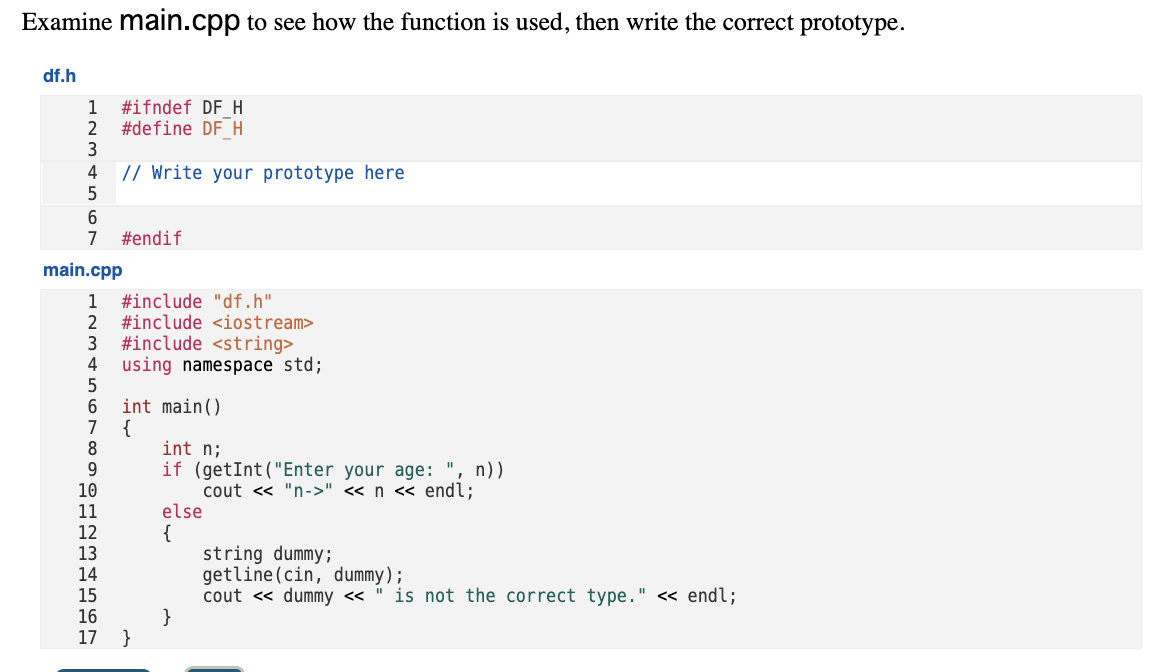 Solved Examine main. Cpp to see how the function is used, | Chegg.com