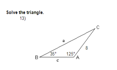 Solved Solve the triangle. 13) | Chegg.com