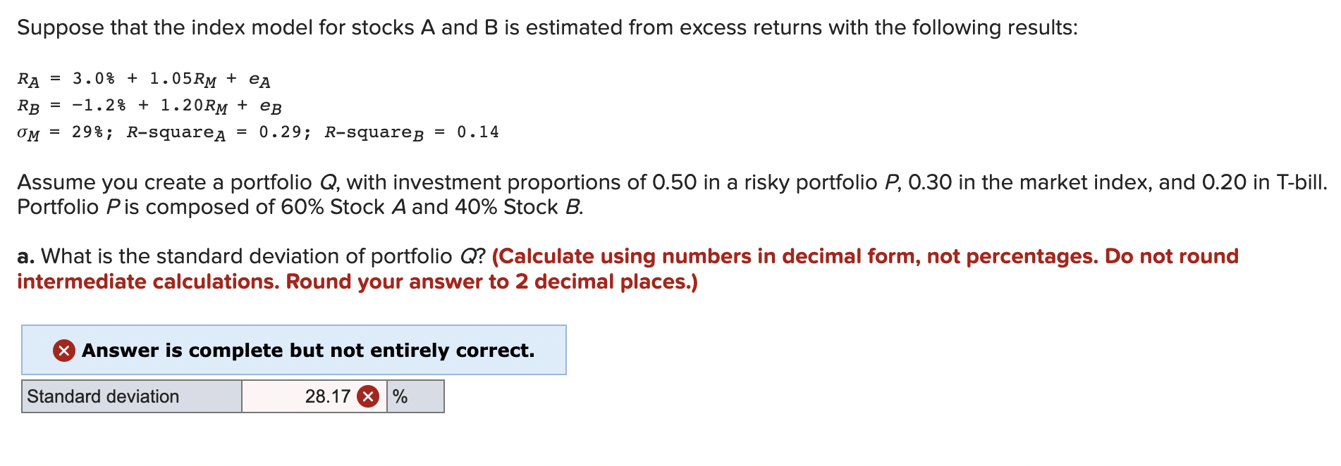 Solved Suppose That The Index Model For Stocks A And B Is | Chegg.com