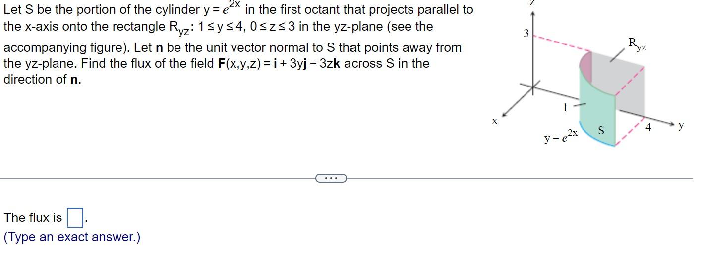 Solved Let S be the portion of the cylinder y=e2x in the | Chegg.com