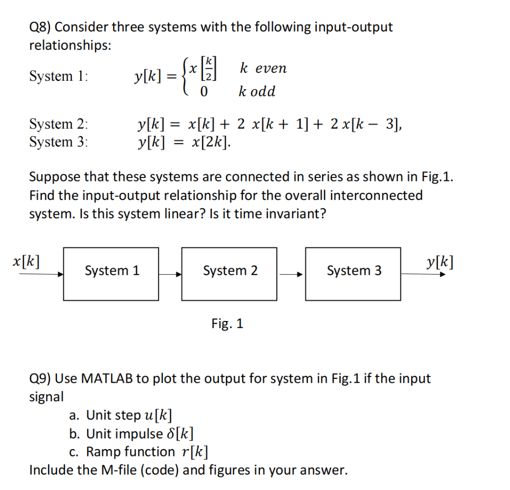 Solved Q8) Consider three systems with the following | Chegg.com