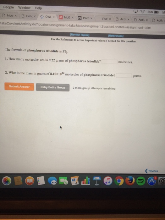 Solved The formula of phosphorus triiodide is PI_3. How | Chegg.com