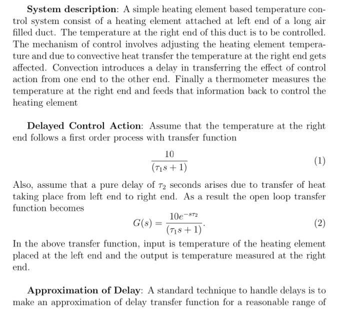 Solved System description: A simple heating element based | Chegg.com