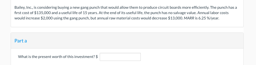 Solved Bailey, Inc., is considering buying a new gang punch | Chegg.com
