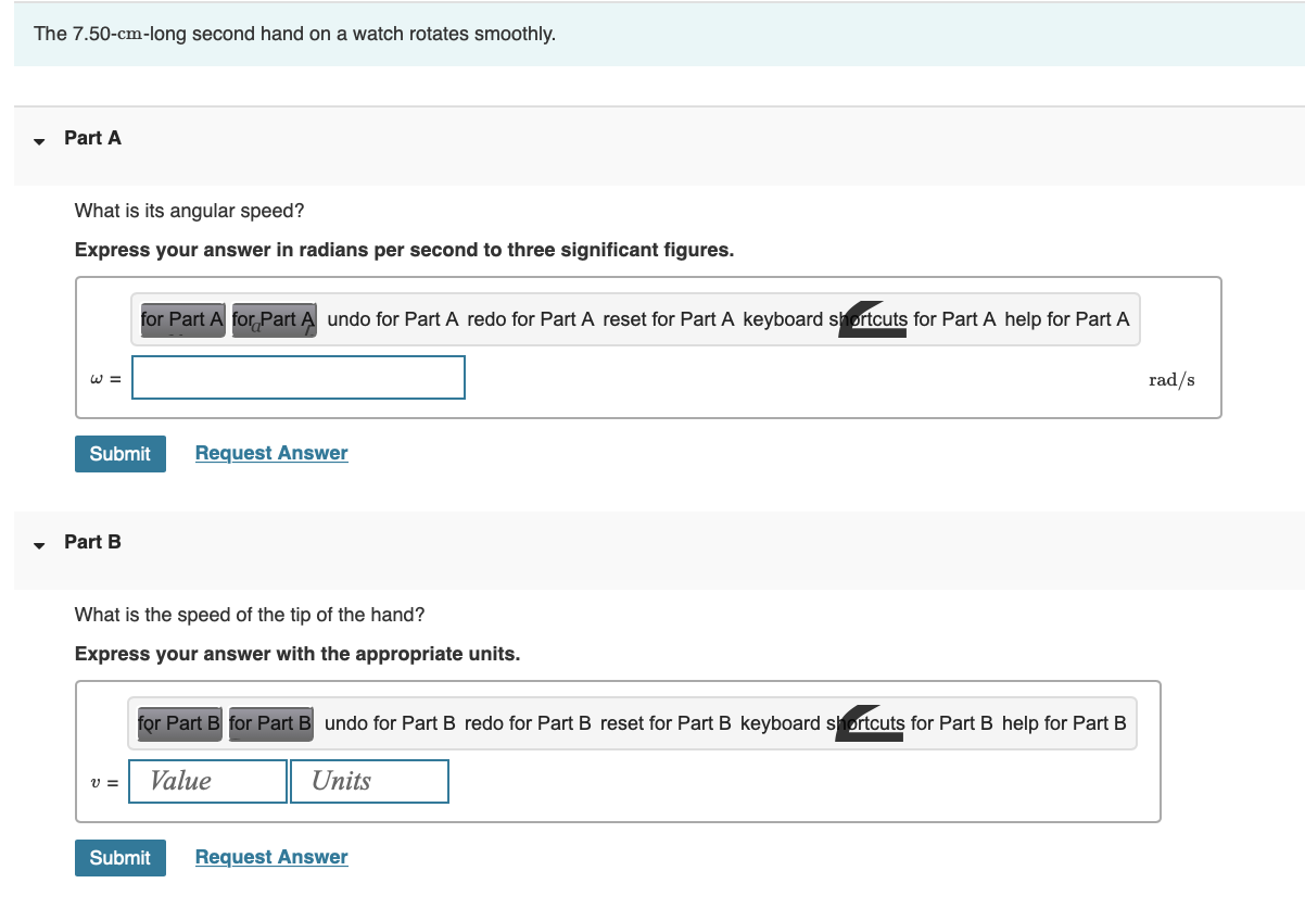 Solved The 7.50−cmlong second hand on a watch rotates