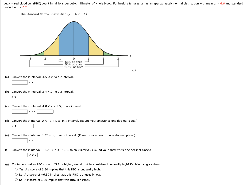 Solved Let x= red blood cell (RBC) count in millions per | Chegg.com