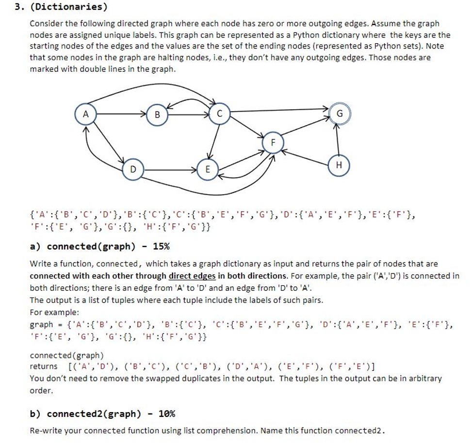 Please use Python(Dictionaries)Consider the following | Chegg.com