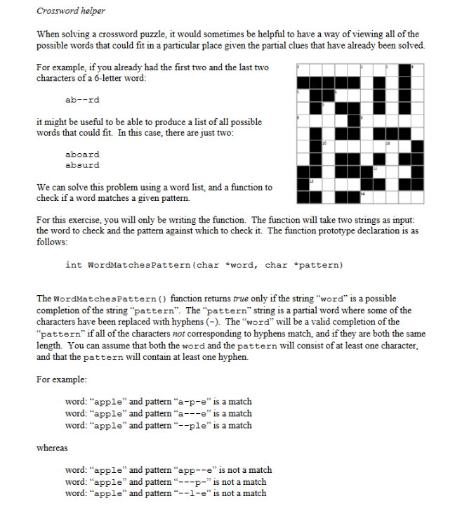 Solved Crossword helper When solving a crossword puzzle it Chegg com