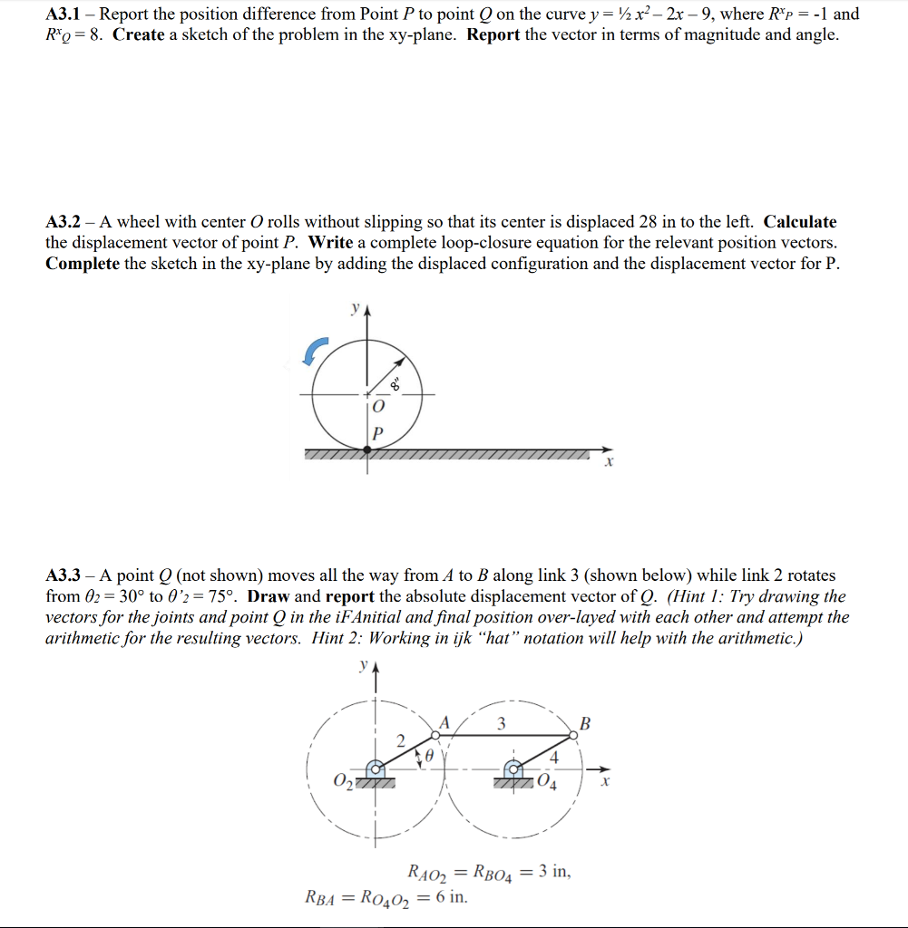solved refer to the figure above. a change from point... Solved A3.1 Report the position difference from Point P to | Chegg.com