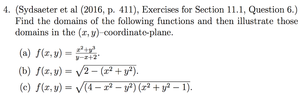 Solved 4. (Sydsaeter et al (2016, p. 411), Exercises for | Chegg.com