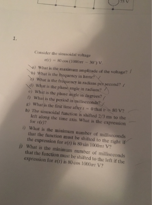 Solved Consider the sinusoidal voltage v(t) = 80 cos (1000 | Chegg.com