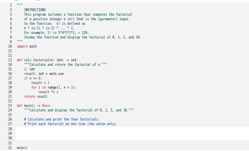 Solved 1 2 INSTRUCTIONS 3 This program includes a function | Chegg.com