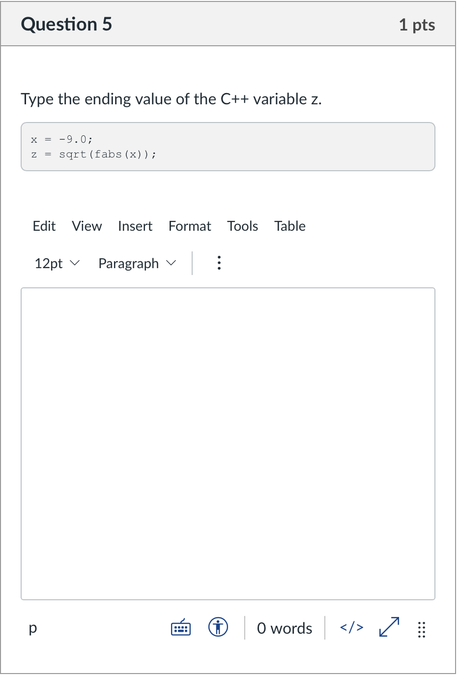 Solved Question 5 1 Pts Type The Ending Value Of The C Chegg Com