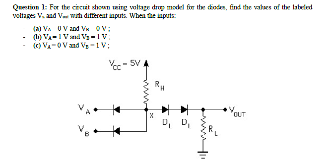 Solved Question 1: For The Circuit Shown Using Voltage Drop | Chegg.com