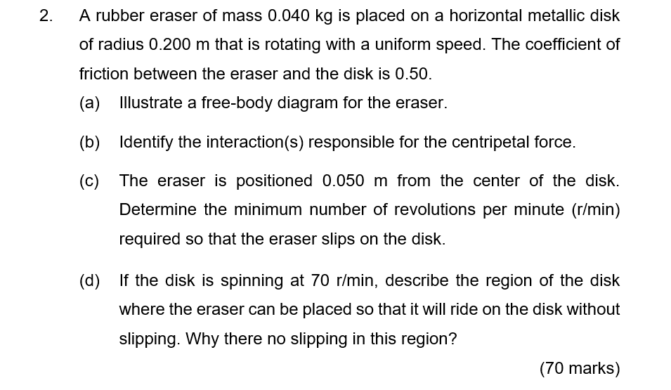 Solved 2. A rubber eraser of mass 0.040 kg is placed on a