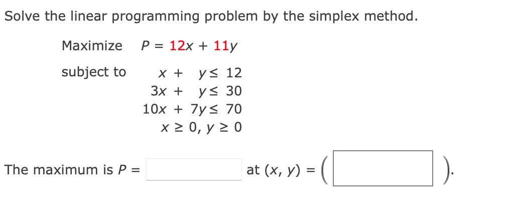 Solved Solve The Linear Programming Problem By The Simplex | Chegg.com