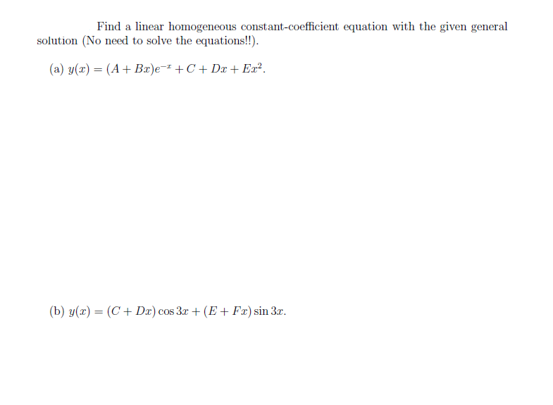 Solved Find a linear homogeneous constant-coefficient | Chegg.com