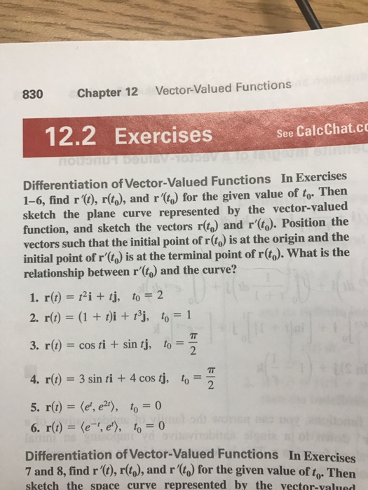 Solved Differentiation Of Vector Valued Functions In