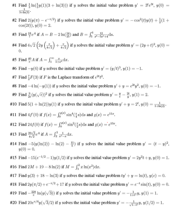 Solved #1 Find 31ln(31y(1)(3+ln(3))) if y solves the
