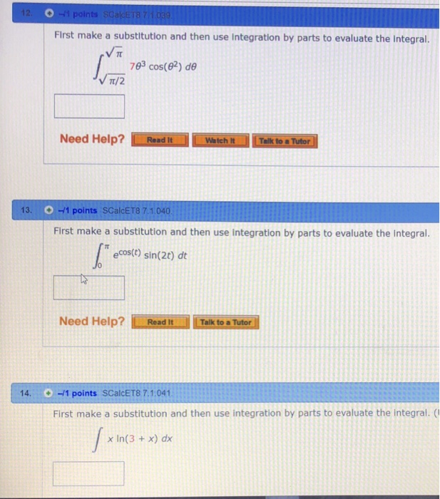 Solved .1 points SGalcET8 7.1.030 Evaluate the integral 5 | Chegg.com