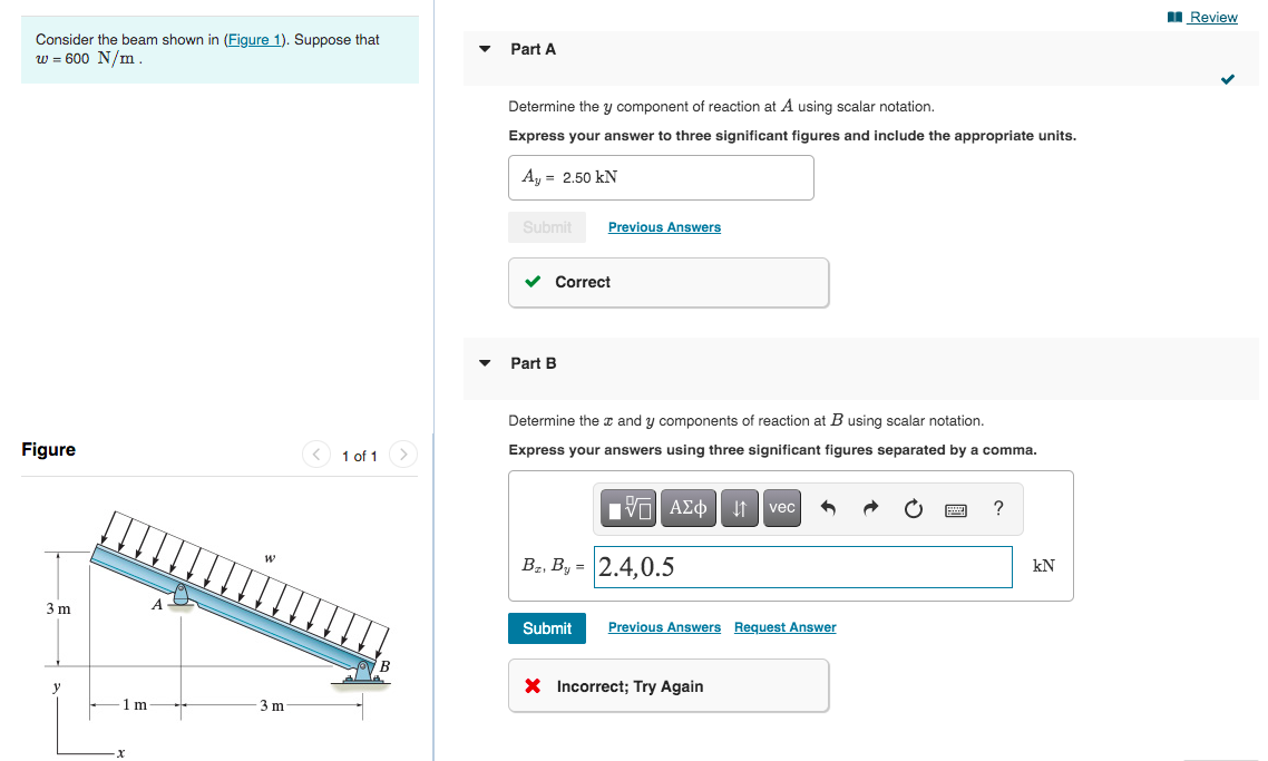 Solved 1 Review Consider the beam shown in (Figure 1). | Chegg.com