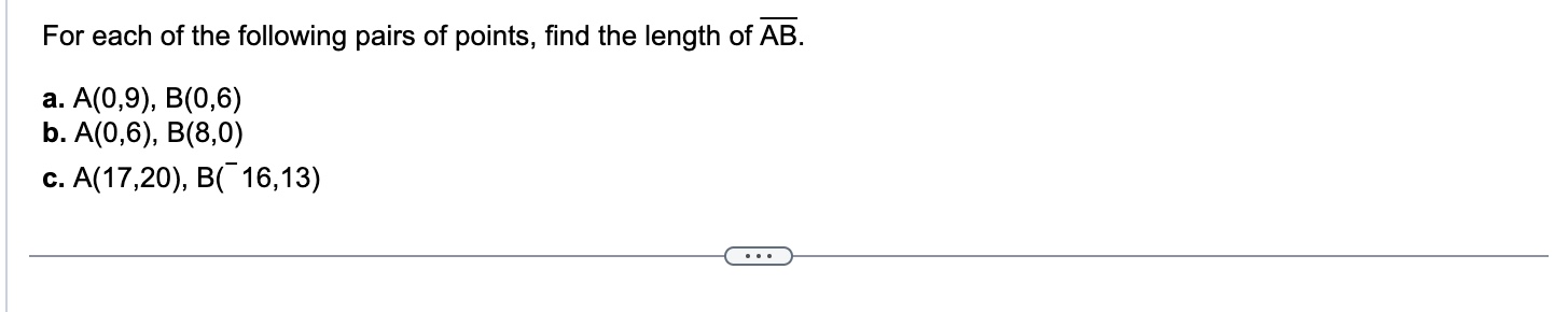 Solved For each of the following pairs of points, find the | Chegg.com