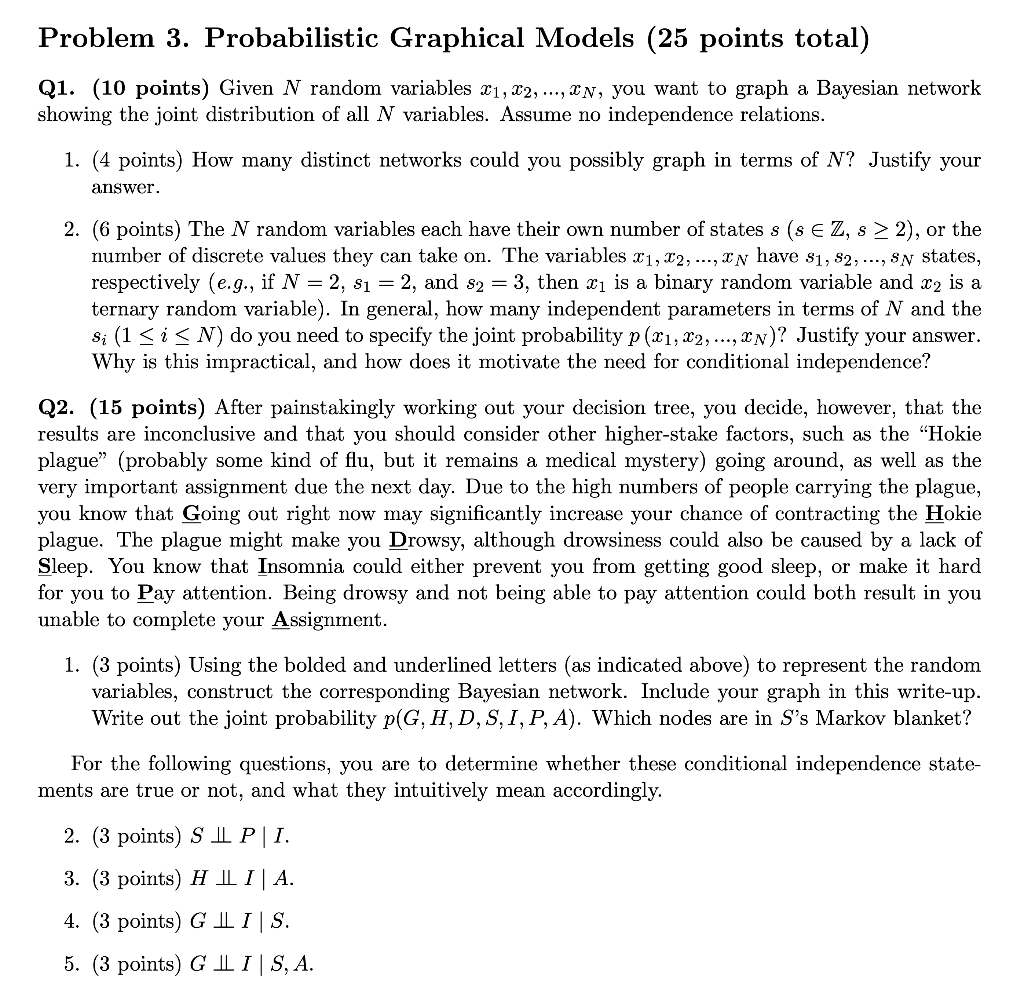 Problem 3. Probabilistic Graphical Models (25 points | Chegg.com