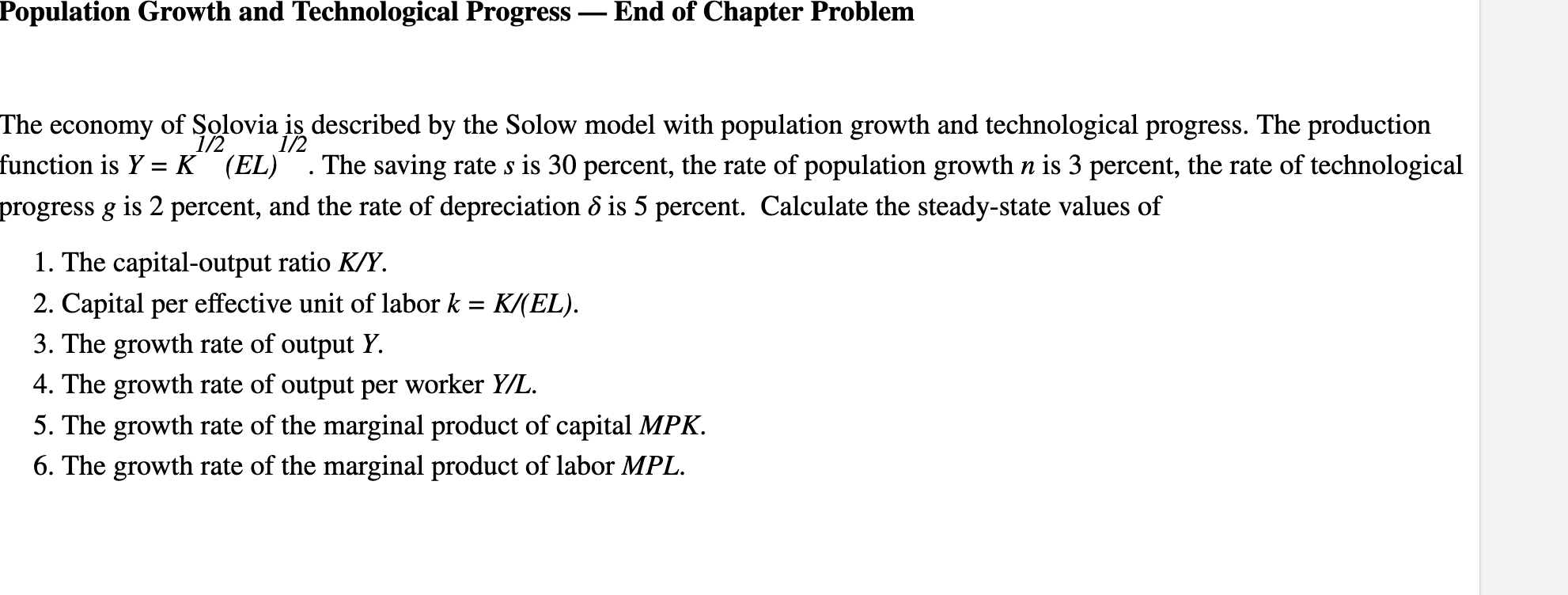 Solved The Economy Of Solovia Is Described By The Solow 