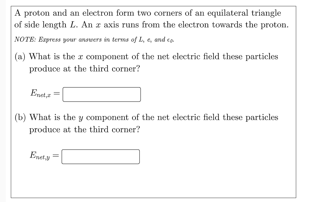 A Proton And An Electron Form Two Corners Of An