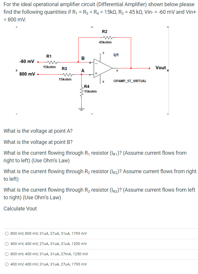 Solved For the ideal operational amplifier circuit | Chegg.com