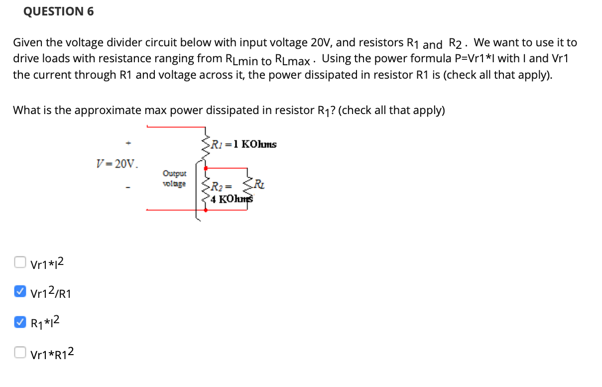 Solved QUESTION 1 Given the voltage divider circuit below | Chegg.com