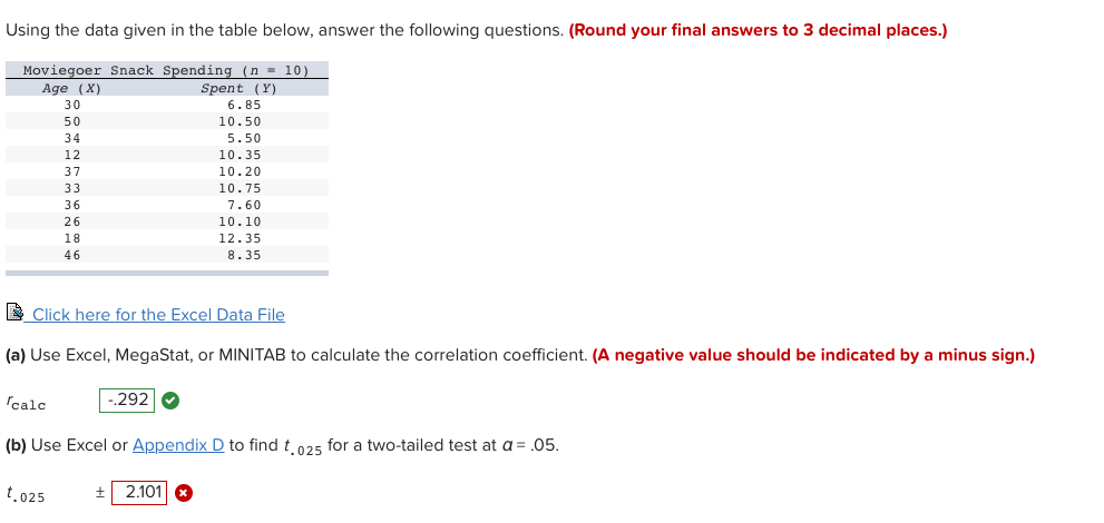 Solved Using The Data Given In The Table Below, Answer The | Chegg.com