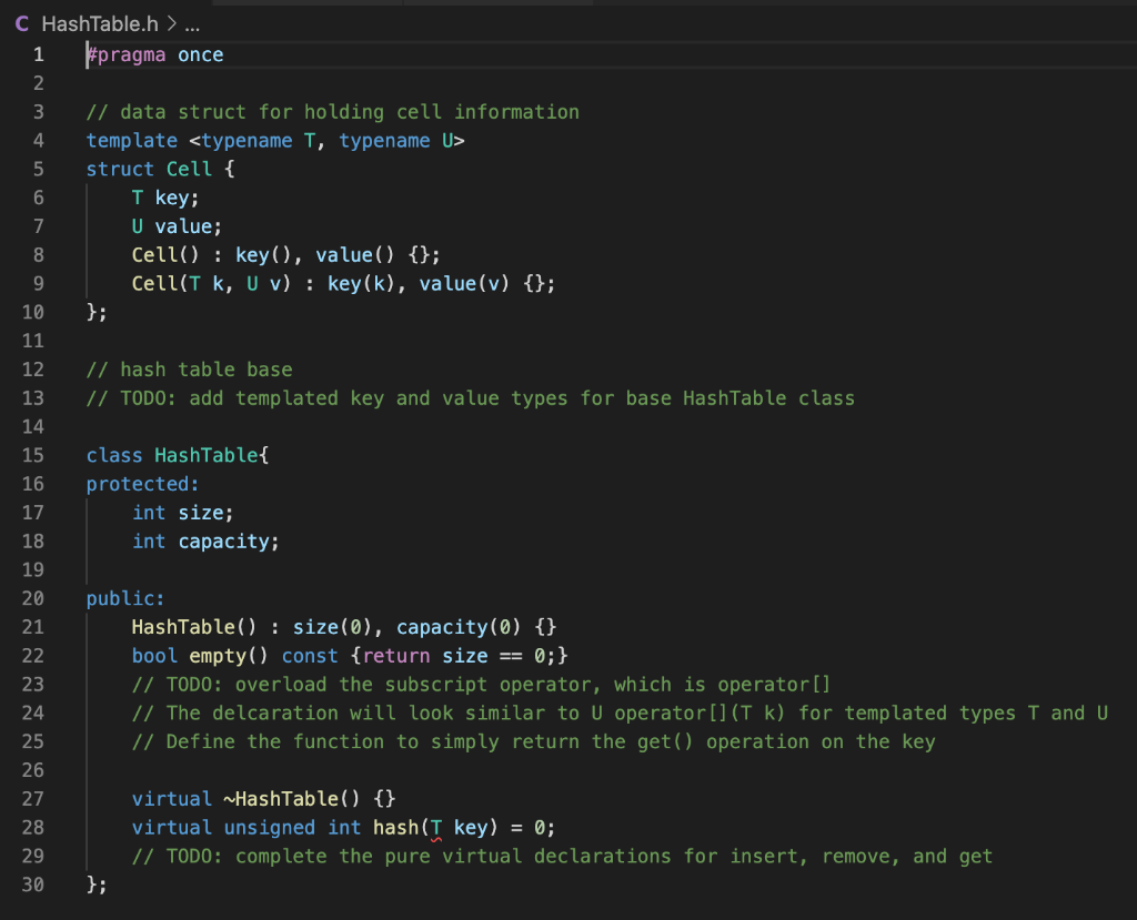 Hash Table.h In this assignment, we will practice | Chegg.com