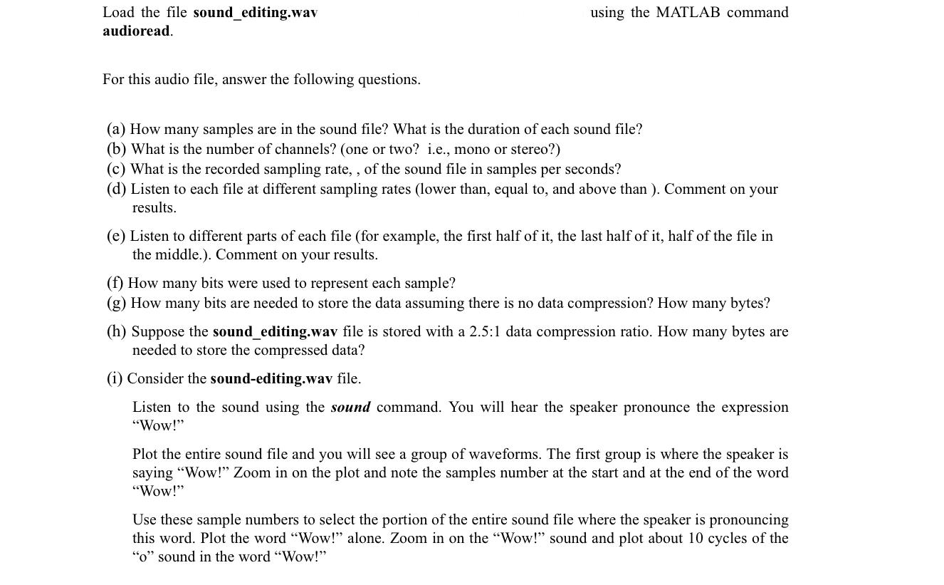 Solved using the MATLAB command Load the file | Chegg.com