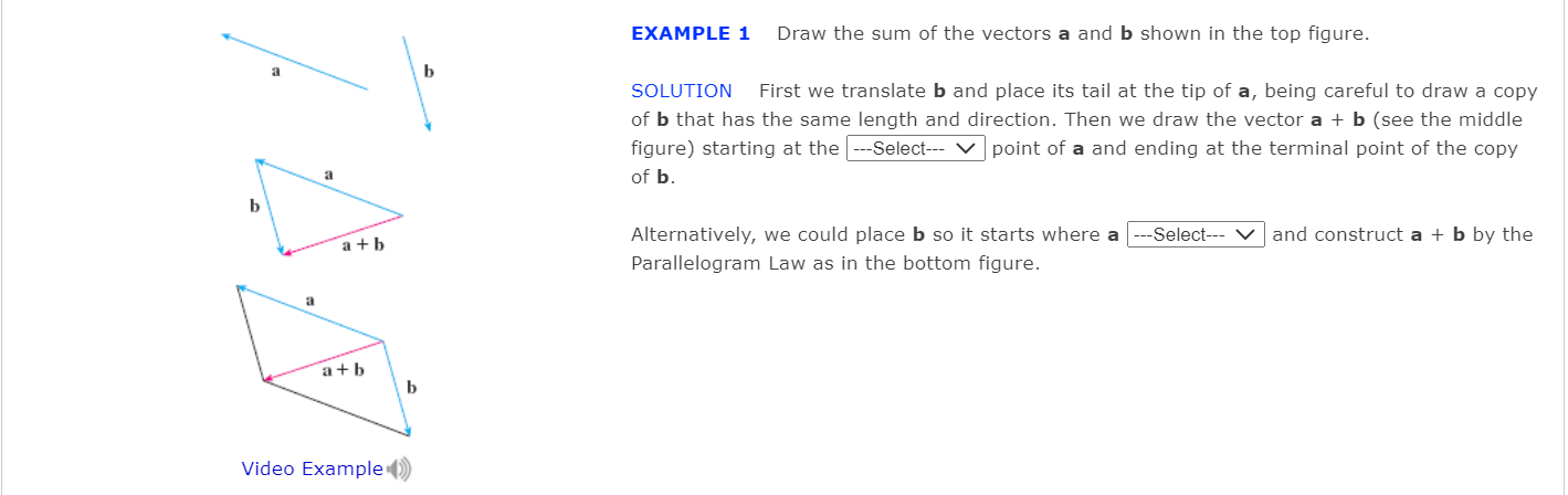 Solved EXAMPLE 1 Draw The Sum Of The Vectors A And B Shown | Chegg.com