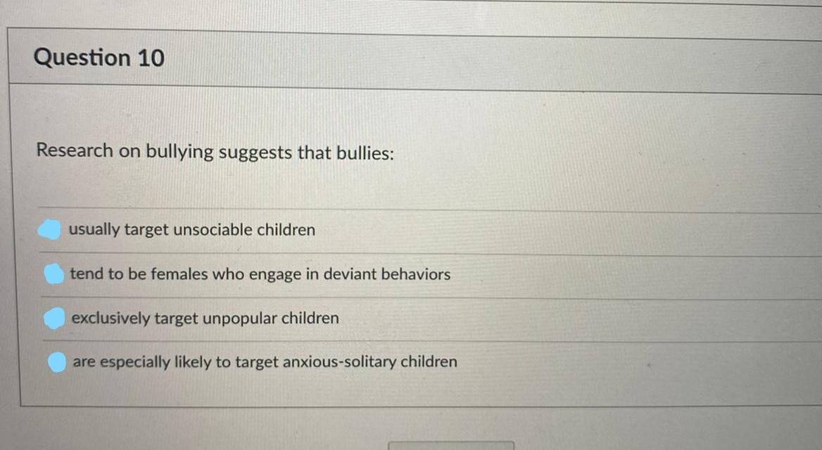 research question in bullying