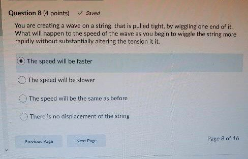 Solved Question 8 (4 points) Saved You are creating a wave | Chegg.com