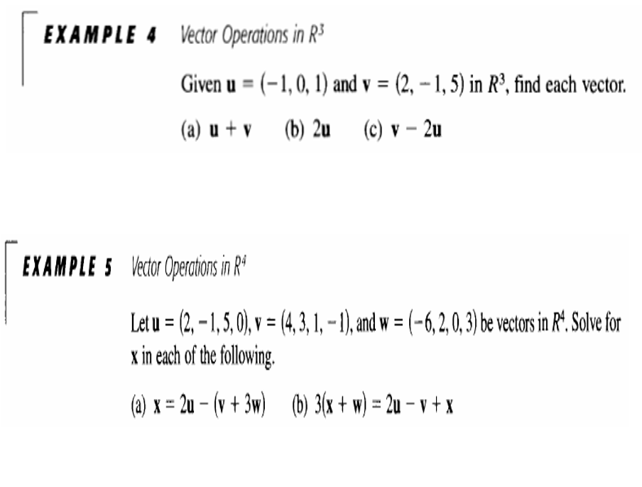 Solved EXAMPLE 4 Vector Operations in R3 Given u = (-1,0, 1) | Chegg.com