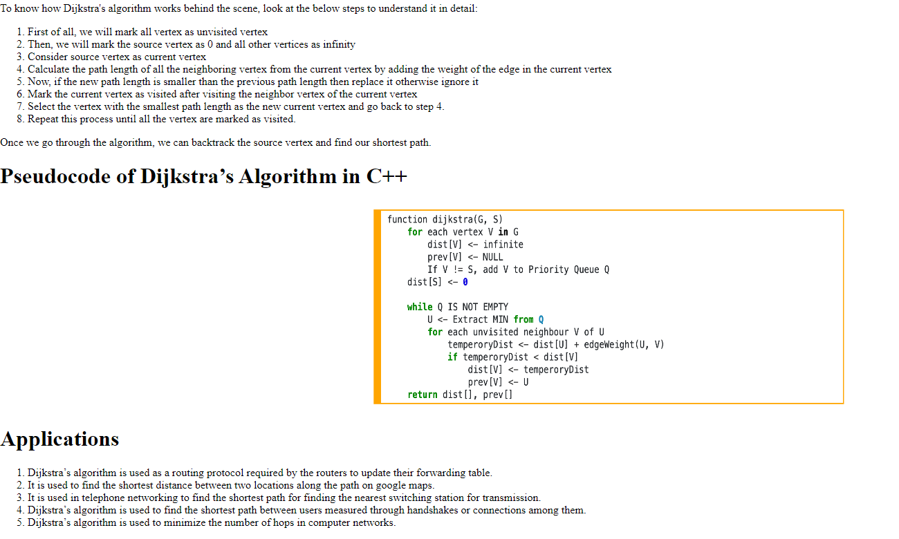 Solved To know how Dijkstra's algorithm works behind the | Chegg.com