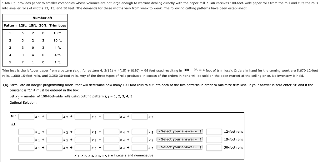 Solved STAR Co. provides paper to smaller companies whose