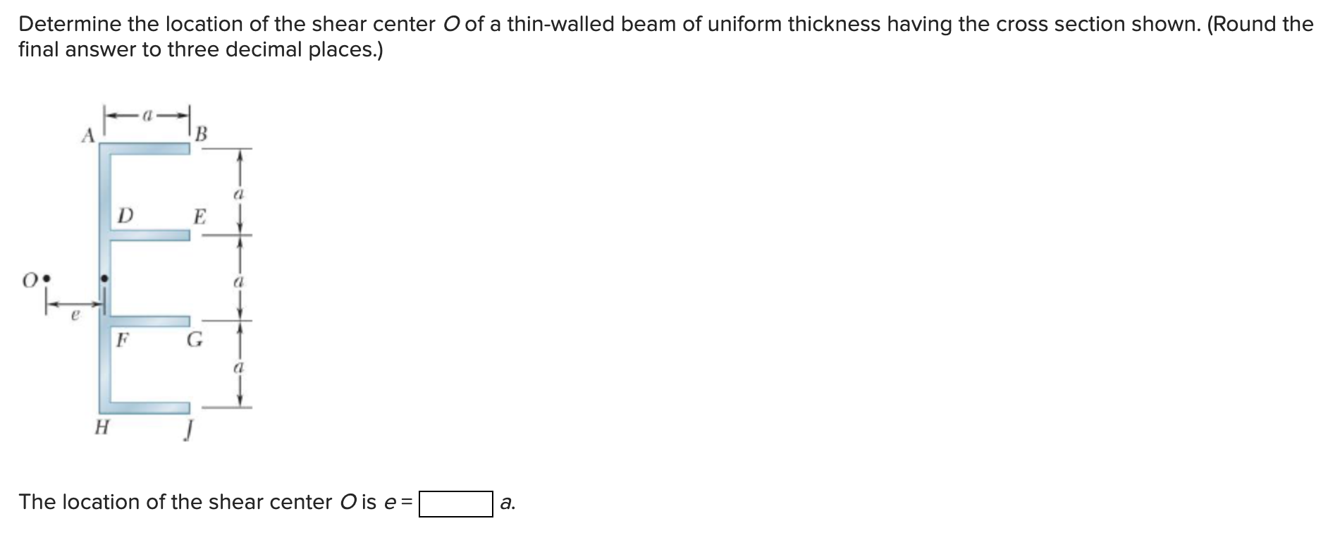 Solved Determine the location of the shear center o of a | Chegg.com