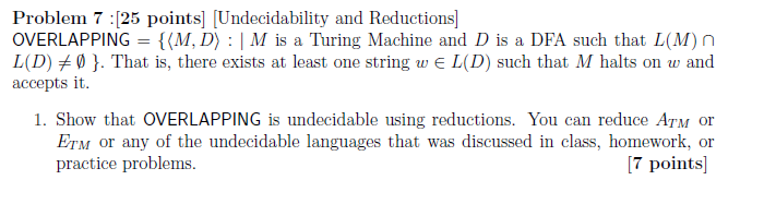 Solved Problem 7 25 Points Undecidability And 5152